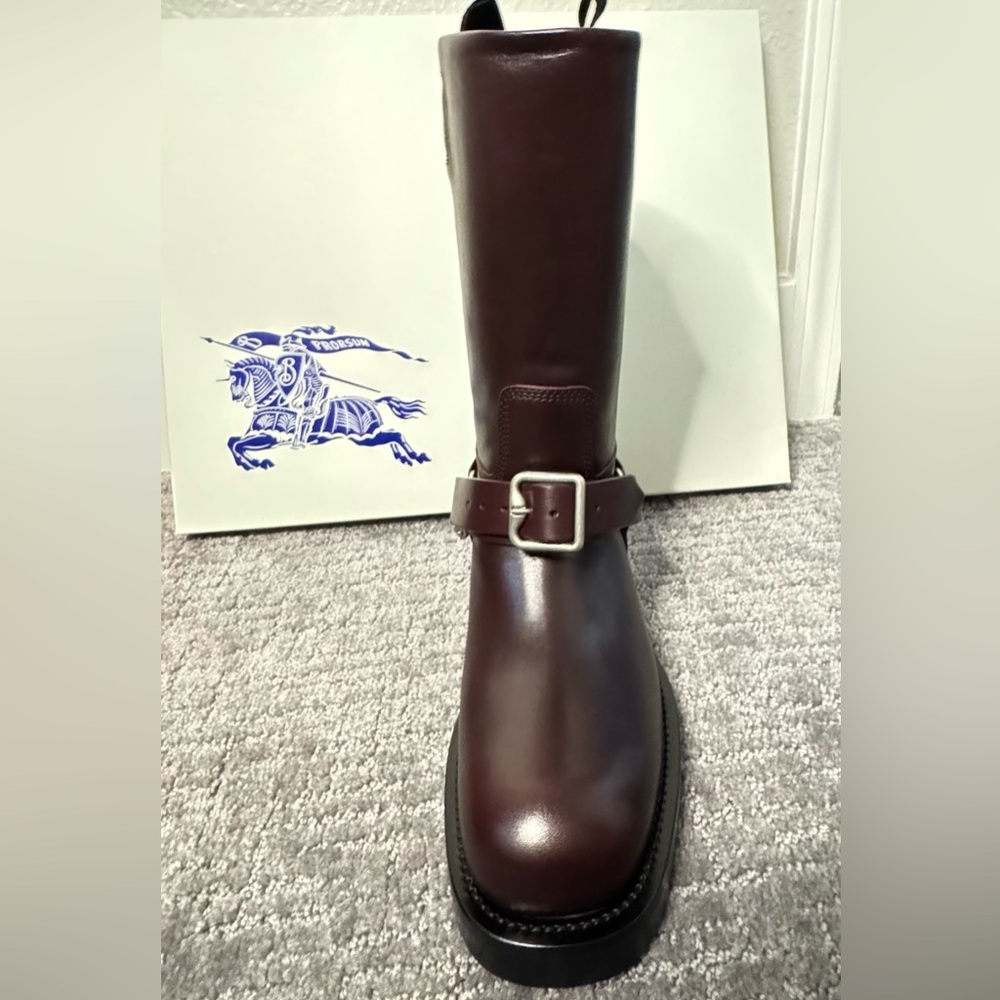 Burberry Brown Leather Combat Moto Boots - Picture 9 of 16